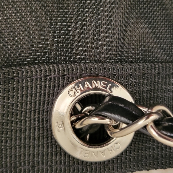 Chanel Black Mesh Tote with Chain Detail and Pouch - Picture 2 of 6